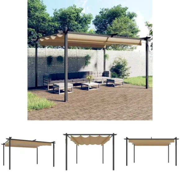 The Living Store havepavillon med sammenrulleligt tag 4x3 m gråbrun - Festtelte & havepavilloner
