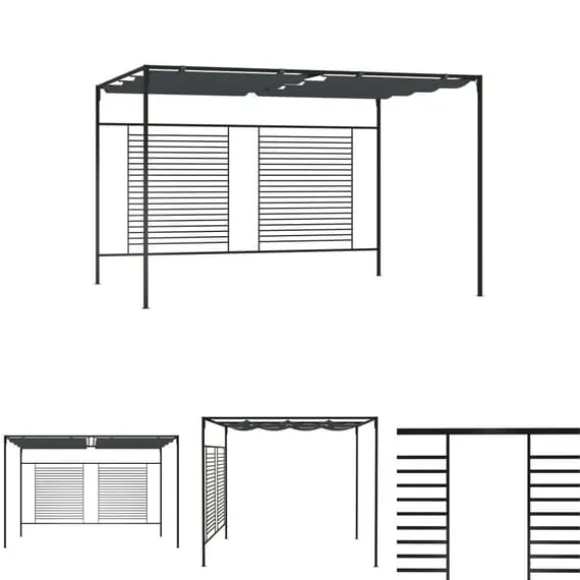 The Living Store havepavillon med udtrækkeligt tag 4x3x2,3 m 180 g/m² antracit - Festtelte & havepavilloner