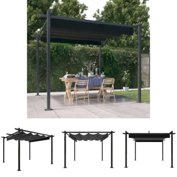 The Living Store havepavillon med sammenrulleligt tag 3x3 m antracitgrå - Festtelte & havepavilloner
