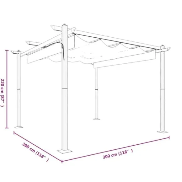 The Living Store havepavillon med sammenrulleligt tag 3x3 m antracitgrå - Festtelte & havepavilloner