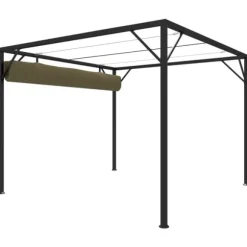 The Living Store havepavillon med tilbagetrækkeligt tag 3x3 m 180 g/m² gråbrun - Festtelte & havepavilloner