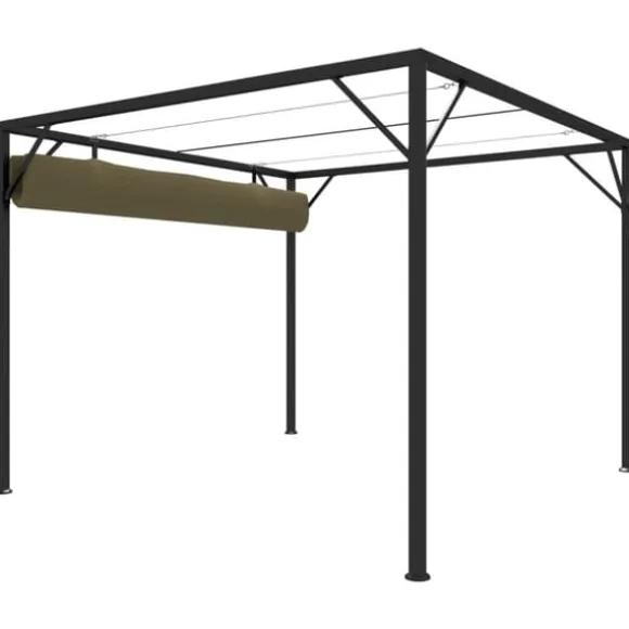 The Living Store havepavillon med tilbagetrækkeligt tag 3x3 m 180 g/m² gråbrun - Festtelte & havepavilloner