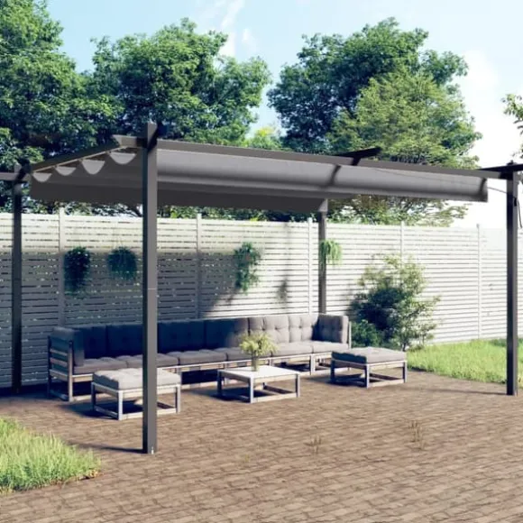 The Living Store havepavillon med sammenrulleligt tag 4x3 m antracitgrå - Festtelte & havepavilloner
