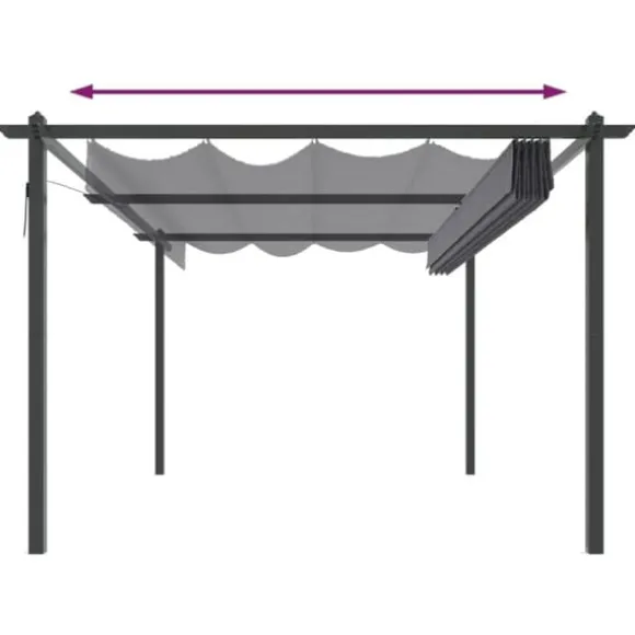The Living Store havepavillon med sammenrulleligt tag 4x3 m antracitgrå - Festtelte & havepavilloner