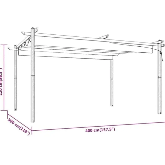 The Living Store havepavillon med sammenrulleligt tag 4x3 m antracitgrå - Festtelte & havepavilloner