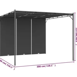 The Living Store havepavillon med gardin 3x3x2,25m antracitgrå - Festtelte & havepavilloner
