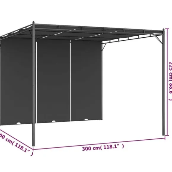 The Living Store havepavillon med gardin 3x3x2,25m antracitgrå - Festtelte & havepavilloner