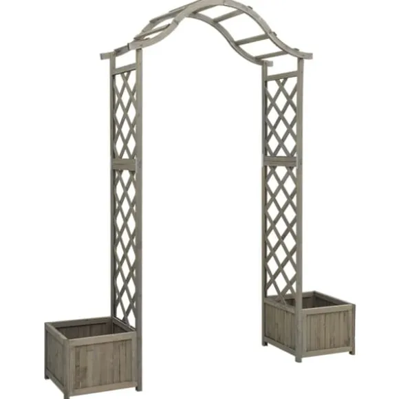 The Living Store havepergola med plantekasse massivt fyrretræ grå - Havebuer, espalierer & pergolaer