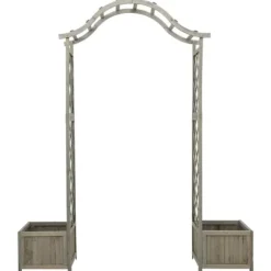 The Living Store havepergola med plantekasse massivt fyrretræ grå - Havebuer, espalierer & pergolaer