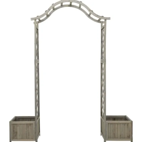 The Living Store havepergola med plantekasse massivt fyrretræ grå - Havebuer, espalierer & pergolaer