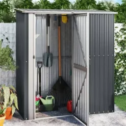 The Living Store haveskur 180,5x97x209,5 galvaniseret stål antracitgrå - Skure & Redskabsskure