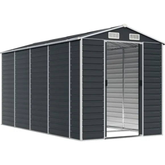 The Living Store haveskur 191x385x198 cm galvaniseret stål antracitgrå - Skure & Redskabsskure