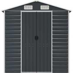 The Living Store haveskur 191x385x198 cm galvaniseret stål antracitgrå - Skure & Redskabsskure