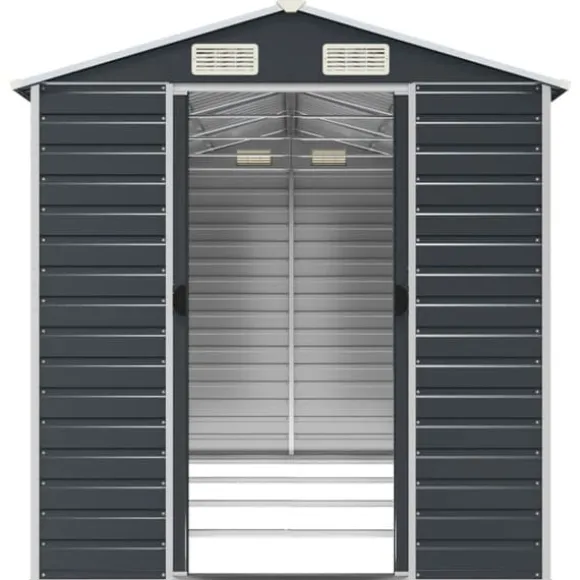 The Living Store haveskur 191x385x198 cm galvaniseret stål antracitgrå - Skure & Redskabsskure