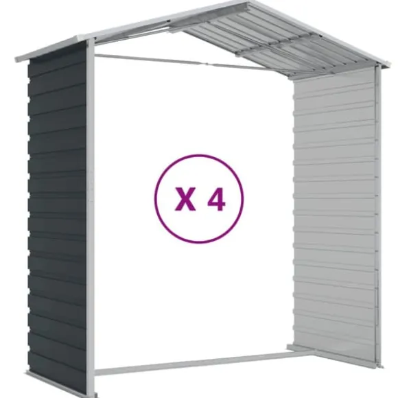 The Living Store haveskur 191x385x198 cm galvaniseret stål antracitgrå - Skure & Redskabsskure