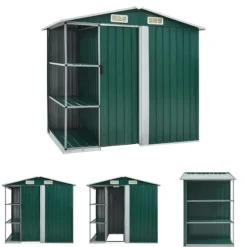 The Living Store haveskur med reol 205x130x183 cm jern grøn - Skure & Redskabsskure