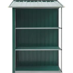 The Living Store haveskur med reol 205x130x183 cm jern grøn - Skure & Redskabsskure