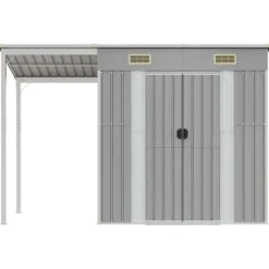 The Living Store haveskur med udvidet tag 277x110,5x181 cm stål lysegrå - Skure & Redskabsskure