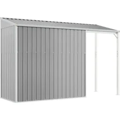The Living Store haveskur med udvidet tag 277x110,5x181 cm stål lysegrå - Skure & Redskabsskure