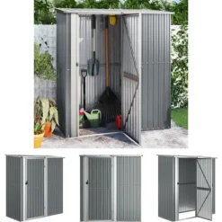 The Living Store haveskur 180,5x97x209,5 galvaniseret stål grå - Skure & Redskabsskure