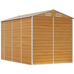 The Living Store haveskur 191x300x198 cm galvaniseret stål lysebrun - Skure & Redskabsskure