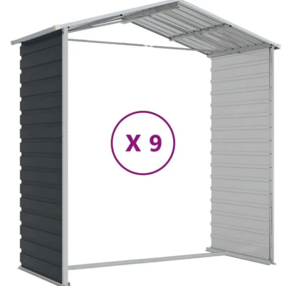 The Living Store haveskur 191x810x198 cm galvaniseret stål antracitgrå - Skure & Redskabsskure