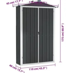 The Living Store haveskur 116x45x175 cm galvaniseret stål antracitgrå - Skure & Redskabsskure