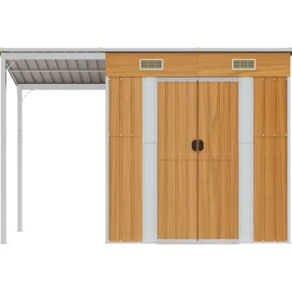 The Living Store haveskur med udvidet tag 277x110,5x181 cm stål lysebrun - Skure & Redskabsskure
