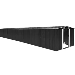 The Living Store haveskur 257x997x178 cm galvaniseret stål antracitgrå - Skure & Redskabsskure