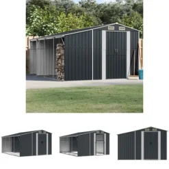 The Living Store haveskur 191x555x198 cm galvaniseret stål antracitgrå - Skure & Redskabsskure