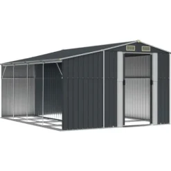 The Living Store haveskur 191x555x198 cm galvaniseret stål antracitgrå - Skure & Redskabsskure