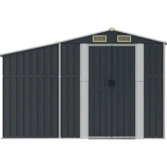 The Living Store haveskur 191x555x198 cm galvaniseret stål antracitgrå - Skure & Redskabsskure