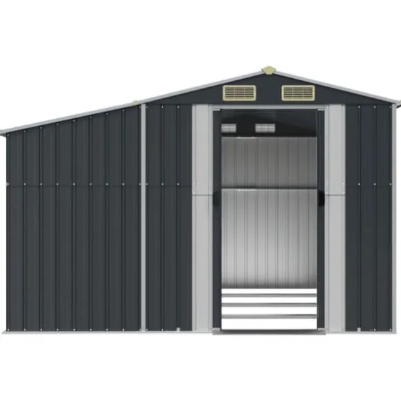 The Living Store haveskur 191x555x198 cm galvaniseret stål antracitgrå - Skure & Redskabsskure