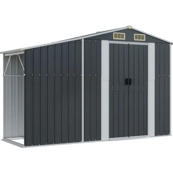 The Living Store haveskur 191x555x198 cm galvaniseret stål antracitgrå - Skure & Redskabsskure