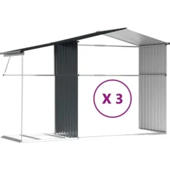 The Living Store haveskur 191x555x198 cm galvaniseret stål antracitgrå - Skure & Redskabsskure