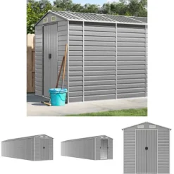 The Living Store haveskur 191x810x198 cm galvaniseret stål lysegrå - Skure & Redskabsskure