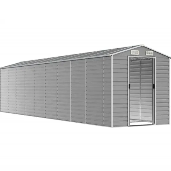The Living Store haveskur 191x810x198 cm galvaniseret stål lysegrå - Skure & Redskabsskure