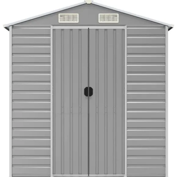 The Living Store haveskur 191x810x198 cm galvaniseret stål lysegrå - Skure & Redskabsskure