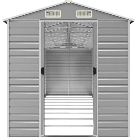 The Living Store haveskur 191x810x198 cm galvaniseret stål lysegrå - Skure & Redskabsskure