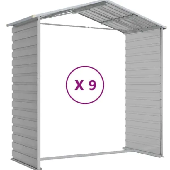 The Living Store haveskur 191x810x198 cm galvaniseret stål lysegrå - Skure & Redskabsskure