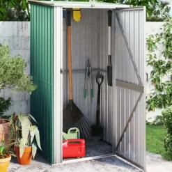 The Living Store haveskur 118,5x97x209,5 galvaniseret stål grøn - Skure & Redskabsskure