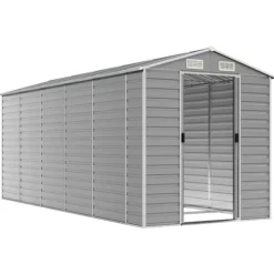 The Living Store haveskur 191x470x198 cm galvaniseret stål lysegrå - Skure & Redskabsskure
