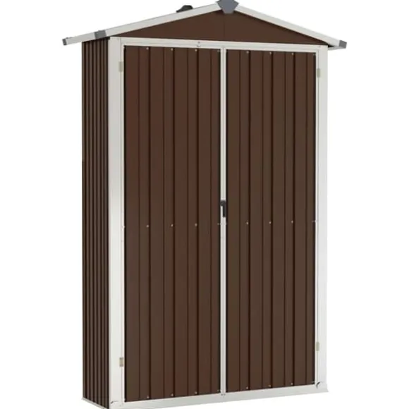 The Living Store haveskur 116x45x175 cm galvaniseret stål brun - Skure & Redskabsskure
