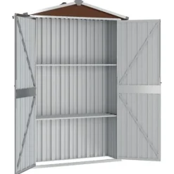 The Living Store haveskur 116x45x175 cm galvaniseret stål brun - Skure & Redskabsskure