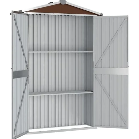 The Living Store haveskur 116x45x175 cm galvaniseret stål brun - Skure & Redskabsskure