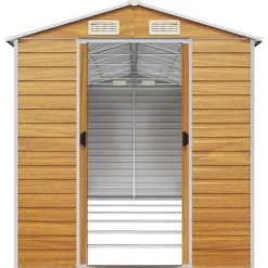 The Living Store haveskur 191x555x198 cm galvaniseret stål lysebrun - Skure & Redskabsskure