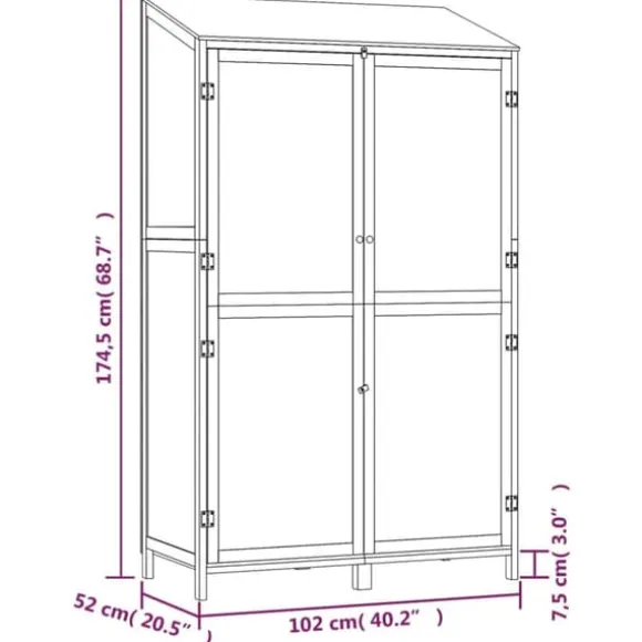 The Living Store haveskur 102x52x174,5 cm massivt grantræ - Skure & Redskabsskure