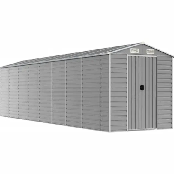 The Living Store haveskur 191x725x198 cm galvaniseret stål lysegrå - Skure & Redskabsskure