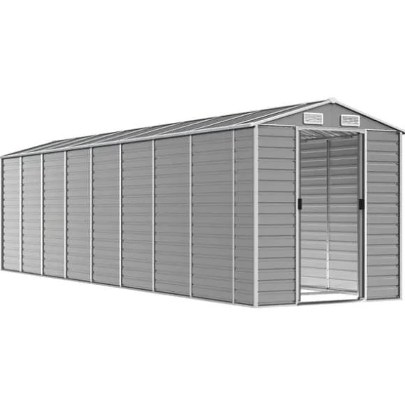 The Living Store haveskur 191x725x198 cm galvaniseret stål lysegrå - Skure & Redskabsskure