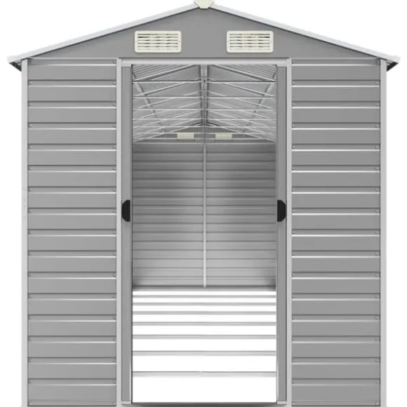 The Living Store haveskur 191x725x198 cm galvaniseret stål lysegrå - Skure & Redskabsskure